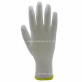 13 Gauge White Nylon Liner Knit Wrist White PU Coated Gloves